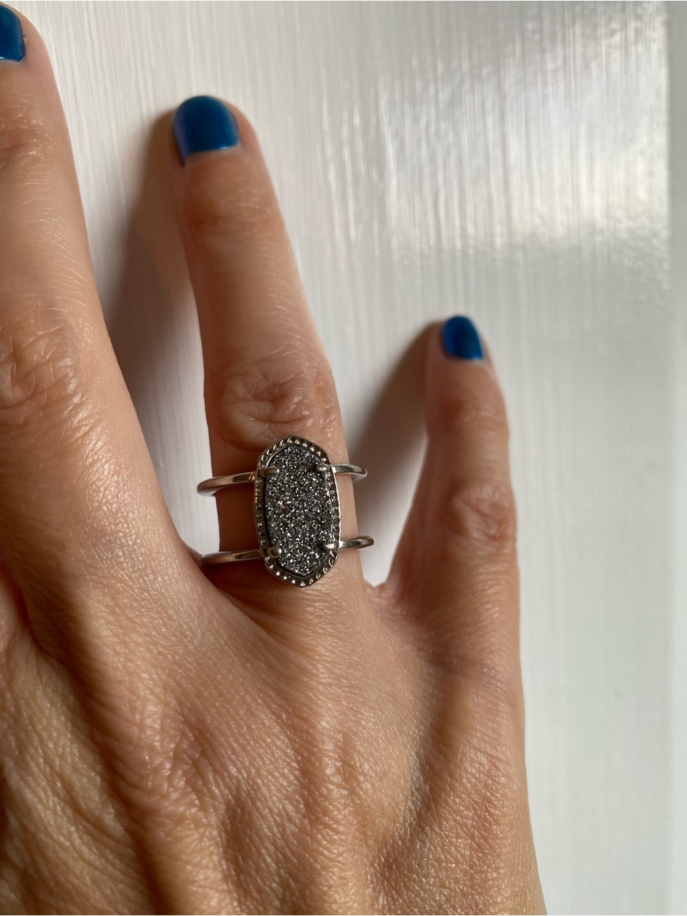 Kendra Scott platinum druzy Elyse ring in silver size 7